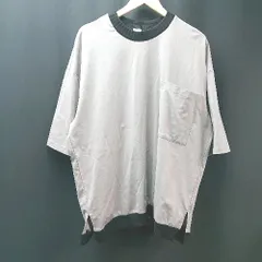 ◇ CASPER JOHN カジュアル シンプル リブ素材 無地 胸ポケット 半袖 Ｔシャツ サイズ縦L横M チャコールグレー メンズ E  【1308290031018】