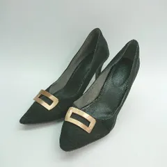 ◇ RANDA ランダ ポインテッドトゥ スエード調 無地 パンプス サイズ24.5 ブラック レディース E  【1308290030875】