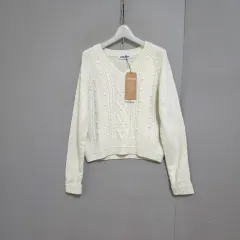 Vネック 編み柄 かわいい ニット F n2263 未使用