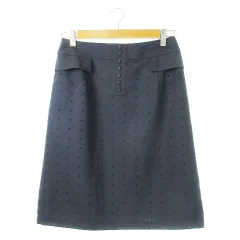 アリスバーリー Aylesbury スカート タイト 台形 ひざ丈 リネンライク シャリ感 さらさら カットワーク 刺繍 ドット 紺 ネイビー /CK18