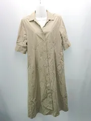 ◇ nanouniverse ナノユニバース シャツ生地 カジュアル ロング丈 ワンピース サイズ38 カーキ レディース E  【1308290032411】