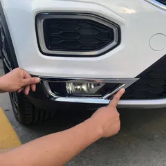 【送料無料】VW 18-22年式T-ROC専用 フロント＆リアフォグランプフレーム 2点セット！電鍍シルバー仕上げで高級感UP！