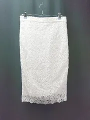 ◇ ZARA trafaluc ウエストゴム 総レース ファスナー スリット ロング タイト スカート サイズUSA S ホワイト レディース E  【1308290035399】