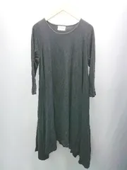 ◇ antiqua カジュアル シンプル 無地 ゆる感 長袖 ロング丈 ワンピース 表記なし ブラック レディース E  【1308290035092】