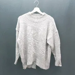 ◇ Alma Design カジュアル 秋冬素材 ハイネック リブ 長袖 ニット セーター サイズM ピンクグレー レディース E  【1308290034859】