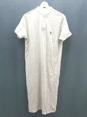 ◇ U.S.POLO ASSN カジュアル 刺繡ロゴ ワンポイント 半袖 ロング丈 ワンピース サイズF カーキベージュ レディース E  【1308290034835】