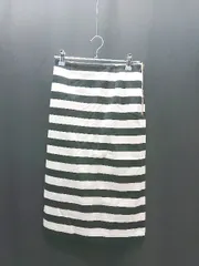 ◇ GALLARDA GALANTE ボーダー ジップ バックゴム ロング丈 タイト スカート サイズ1 ブラック/ホワイト レディース E  【1308290034743】