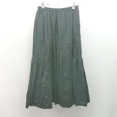 ◇ niko and … ウエストゴム 刺繡デザイン 裏地 ロング フレア スカート サイズⅬ ブラック レディース E  【1308290038147】