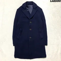LARDINI イタリア製 チェスターコート バスケット編みニット 背抜き サイズ44 ネイビー ラルディーニのサムネイル