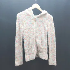 ◇ snidel スナイデル フード ジップアップ ニット 起毛 ストレッチ 総柄 長袖 パーカー サイズF ピンク系 レディース E  【1308290044186】