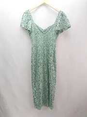 ◇ ZARA ザラ サイドジップ レース 裏地 薄手 シンプル おしゃれ 半袖 ひざ丈 ワンピース サイズS グリーン レディース E  【1308290043684】