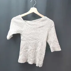 ◇ who's who Chico フーズフーチコ ストレッチ 起毛 ラメ シンプル ケーブル 半袖 ニット サイズF ベージュ レディース E  【1308290043400】