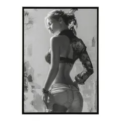 【A3サイズ（約30×42cm）】【lm-poster-969】白黒 ポスター 女性 グランジ風 モノクロ アート おしゃれ インテリア 壁掛け 北欧 モダン リビング 寝室 カフェ風 アートプリントヴィンテージ ポスター
