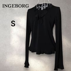 INGEBORG フリル レース ピンタック リボンブラウス 黒 日本製 - メルカリ