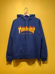 S THRASHER(スラッシャー) フレイム ロゴ フード付きTシャツ スウェット スケート USA