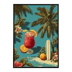 【A1サイズ（約59x84cm）】【lm-poster-995】ヴィンテージ ポスター サーフ カクテルグラス おしゃれ アートプリント インテリア 壁掛け バー風 カフェ リビング 寝室 モダン インテリア   フォト  特大 大きい