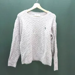 ◇ U.S. POLO ASSN. クルーネック ロゴ刺繍 ケーブル編み 長袖 ニット サイズM パープル レディース E  【1308290047392】