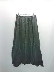 ◇ Samansa Mos2 コットン100％ ウエストゴム 裾フリル 綺麗め ロング フレア スカート サイズF ブラック レディース E  【1308290046753】