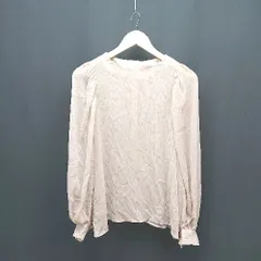 ◇ JUNOAH ジュノア バックファスナー 無地 シアー ボリューム袖 長袖 ブラウス サイズL ベージュ レディース E  【1308290047873】