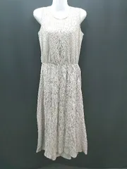 ◇ NINE ナイン ストライプ 麻混 バックリボン ロング ワンピース サイズF グレー レディース E  【1308290048023】のサムネイル