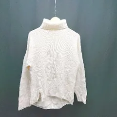 ◇ STUDIOUS ステュディオス タートルネック リブ 無地 シンプル 長袖 ニット サイズ0 ホワイト レディース E  【1308290047989】
