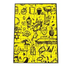 【A4サイズ（約21x30cm）】【mo-poster-18】アートプリント ポスター インテリア おしゃれ アート モダン ポップ らくがきアート 黄色 明るい キッズ 子供   特大 大きい 小さい 縦