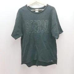 ◇ Reebok リーボック ラウンドネック ロゴプリント 裏毛 半袖 スウェット サイズL ブラック レディース E  【1308290048504】