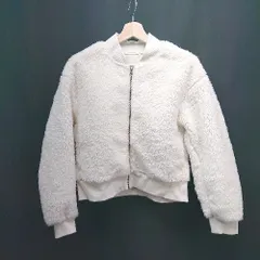 ◇ UNIQLO ユニクロ ジップアップ フリース裏地 無地 長袖 ボアブルゾン サイズM ホワイト レディース E  【1308290048405】