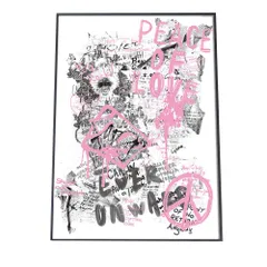 【B3サイズ（約36x51cm）】【pbg-poster-1065】アートプリント ポスター インテリア ロック アート  アメリカ 音楽 ペイント ピンク かわいい ピース ラブ 愛 コラージュ お洒落 アメリカン  特大 大きい 小さい 縦