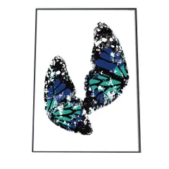 【A3サイズ（約30×42cm）】【pbg-poster-1082】アートプリント ポスター インテリア おしゃれ カリフォルニア フェザー 羽 スタンプ 蝶々 チョウ 虫 昆虫 カラフル 青 可愛い かわいい 北欧  特大 大きい 小さい 縦