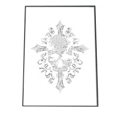 【A3サイズ（約30×42cm）】【pbg-poster-1088】ドクロ どくろ ラインストーン 白黒 ポスター  ポスター フォト フレーム オシャレ アート モダン シンプル オシャレ お洒落  特大 大きい 小さい 縦