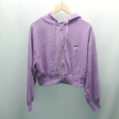 ◇ ◎ ●未使用● FILA フード ジップアップ 刺繡 ブランドロゴ ストレッチ 長袖 パーカー サイズF パープル レディース E  【1308290052877】