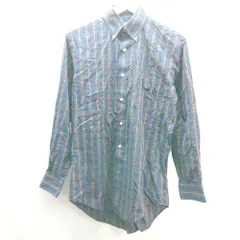 ◇ Lands' End ランズエンド チェック柄 フロントボタン 長袖 シャツ 表記なし ネイビー系 レディース E  【1308290054949】