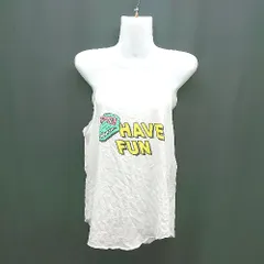 ◇ RVCA ルーカ キャラクタープリント シンプル 薄手生地 タンクトップ サイズS ホワイト レディース E  【1308290054581】