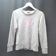 ◇ PUMA クルーネック リブ袖 ロゴワンポイント スポーティー 長袖 トレーナー サイズM グレー レディース E  【1308290056332】