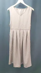 ◇ apres jour Vネック ウエストゴム フェミニン ノースリーブ ロング ワンピース サイズXL ライトブラウン レディース E  【1308290056240】