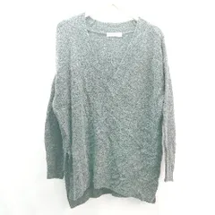 ◇ nano universe Vネック スリット セーター プルオーバー カジュアル 長袖 ニット サイズFREE グレー レディース E  【1308290057506】