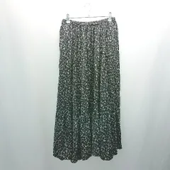 ◇ american holic ウエストゴム 総柄 花柄 ティアード ロング丈 フレア スカート サイズFREE ブラック レディース E  【1308290057094】