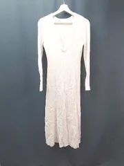 ◇ pageboy ヘンリーネック カジュアル ニット ガーリー 長袖 ロング丈 ワンピース サイズFREE ピンク レディース E  【1308290058411】