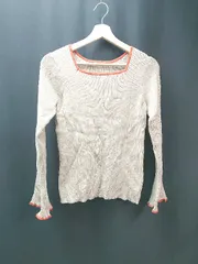 ◇ natural beauty basic スクエアネック プルオーバー セーター リブ 長袖 ニット サイズM ベージュ レディース E  【1308290058497】