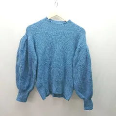 ◇ ROPE PICNIC ロペピクニック モックネック ケーブル 起毛 ストレッチ 長袖 ニット サイズ38 ブルー レディース E  【1308290060865】