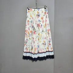 DEWL フラワー 機械シャーリング ロング丈スカート 55 n2266