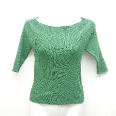 ◇ ur's ユアーズ カジュアル リブ素材 シンプル タイト 五分袖 カットソー ニット サイズM グリーン レディース E  【1308290062784】