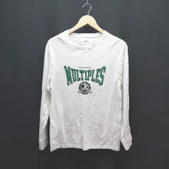 ◇ BARK MANHATTAN カジュアル シンプル フロントプリント 着回し 長袖 ロングTシャツ サイズM ホワイト メンズ E  【1308290063132】