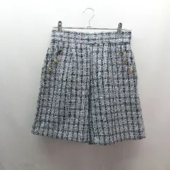◇ tocco closet フェミニン ツイード フロントボタン 秋冬素材 ショートパンツ サイズM-L ネイビー/ホワイト レディース E  【1308290062920】
