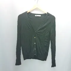 ◇ ZARA ザラ Vネック 無地 薄手 シンプル 長袖 カーディガン サイズS ブラック レディース E  【1308290065433】