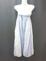 ◇ Samansa Mos2 麻混 ストライプ柄 薄手 ロング ワンピース サイズF ブルー レディース E  【1308290065730】