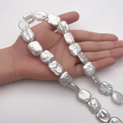 【１点限り】連40cm 大粒 淡水パール バロック レクタングル 変形 訳あり アウトレット ハンドメイド 素材 パーツ ビーズ ルース m0024