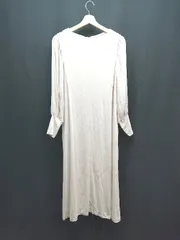 ◇ ◎ ROPE PICNIC フロントボタン 異素材 シアー素材 透け感 長袖 ロング ワンピース サイズ38 ベージュ レディース E  【1308290068359】