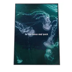 【A3サイズ（約30×42cm）】【pbg-poster-5067】クラゲ 海外 海 青 アートプリント ポスター インテリア おしゃれ アート モダン シンプル お洒落   特大 大きい 小さい 縦